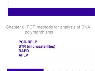 Chapter 6: PCR methods for analysis of DNA 			polymorphisms