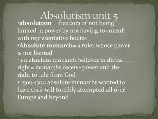 Absolutism unit 5