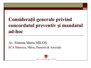 considera ii generale privind concordatul preventiv i mandatul ad hoc