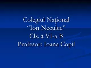 colegiul na ional ion neculce cls a vi a b profesor ioana copil