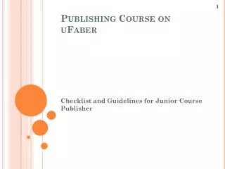 Publishing Course on uFaber