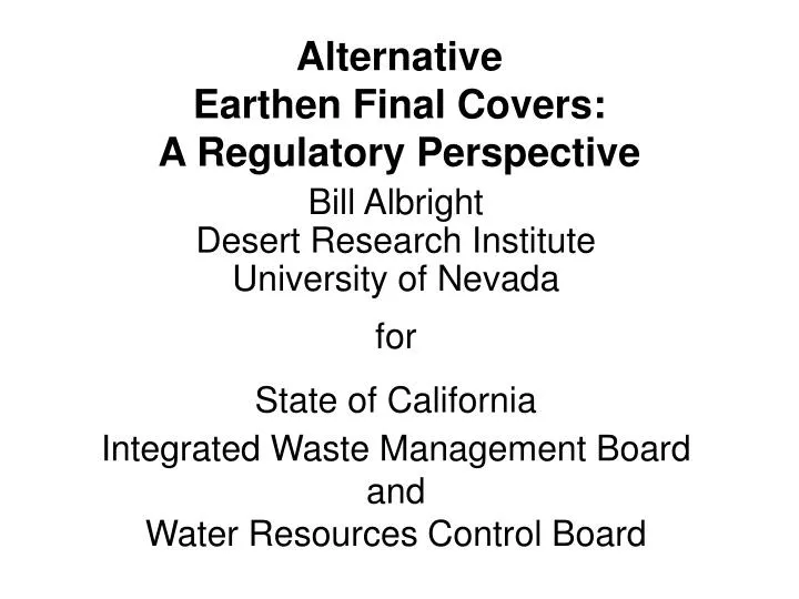 alternative earthen final covers a regulatory perspective