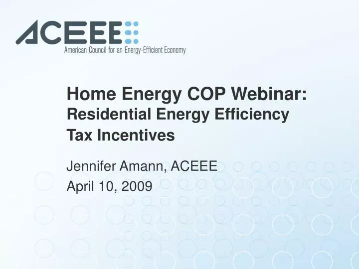 home energy cop webinar residential energy efficiency tax incentives
