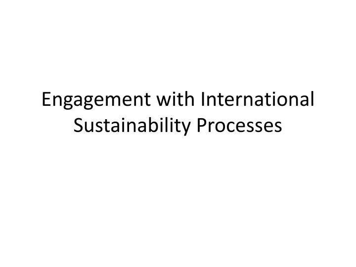 engagement with international sustainability processes