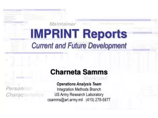IMPRINT Reports Current and Future Development