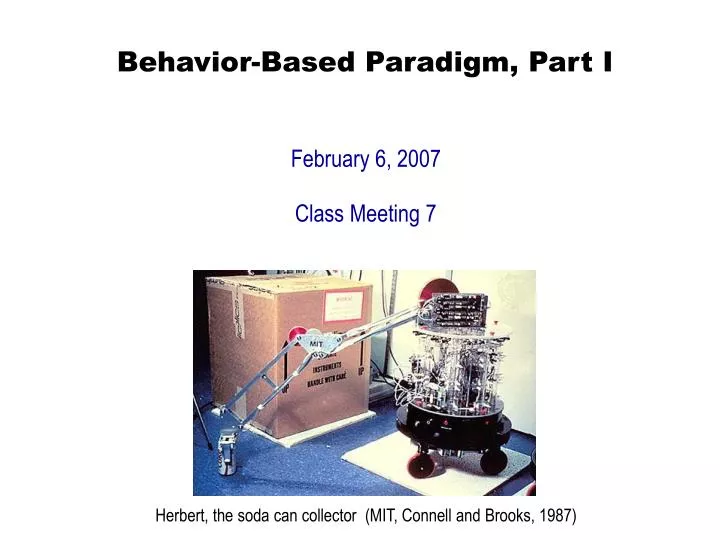 behavior based paradigm part i