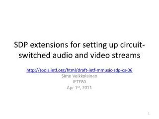 SDP extensions for setting up circuit-switched audio and video streams