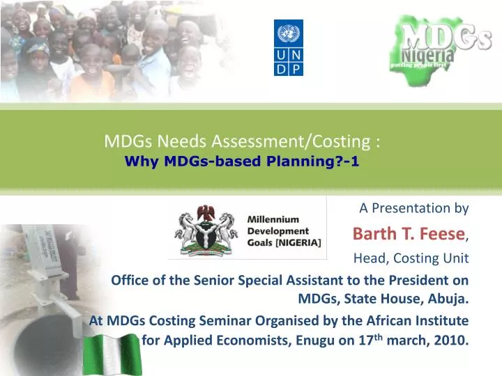mdgs needs assessment costing why mdgs based planning 1