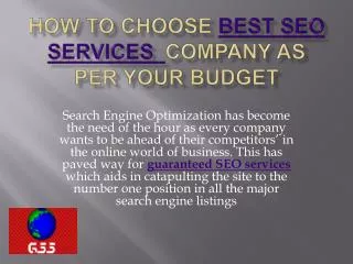 How to Choose a SEO Company as Per your Budget