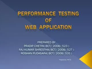 PERFORMANCE TESTING OF WEB APPLICATION