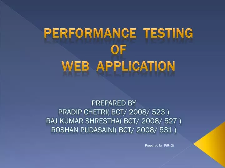 performance testing of web application