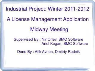 Industrial Project: Winter 2011-2012