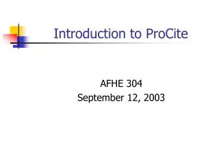 Introduction to ProCite