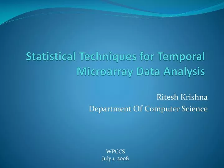 statistical techniques for temporal microarray data analysis