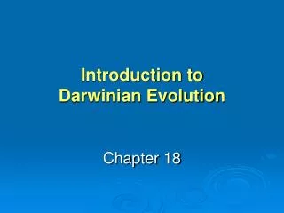 Introduction to Darwinian Evolution