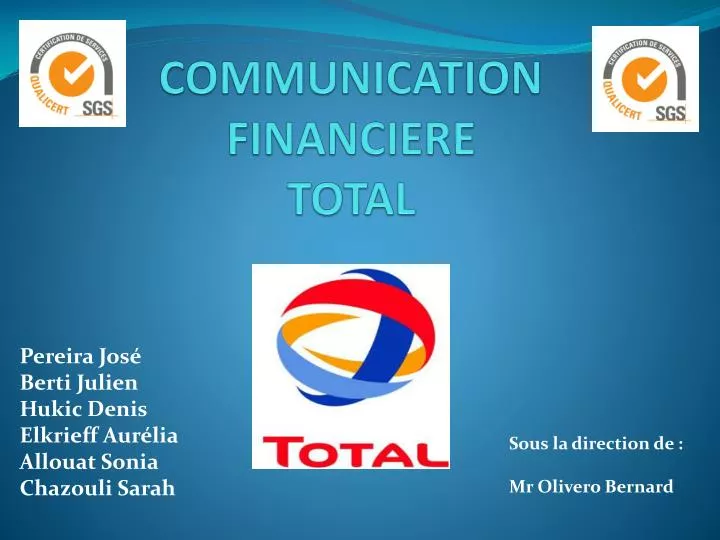communication financiere total