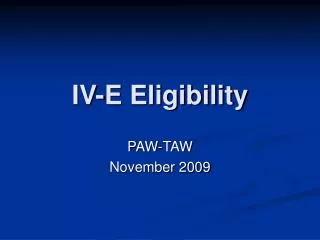 IV-E Eligibility