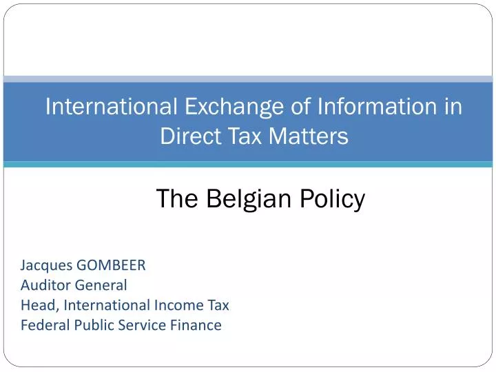 international exchange of information in direct tax matters