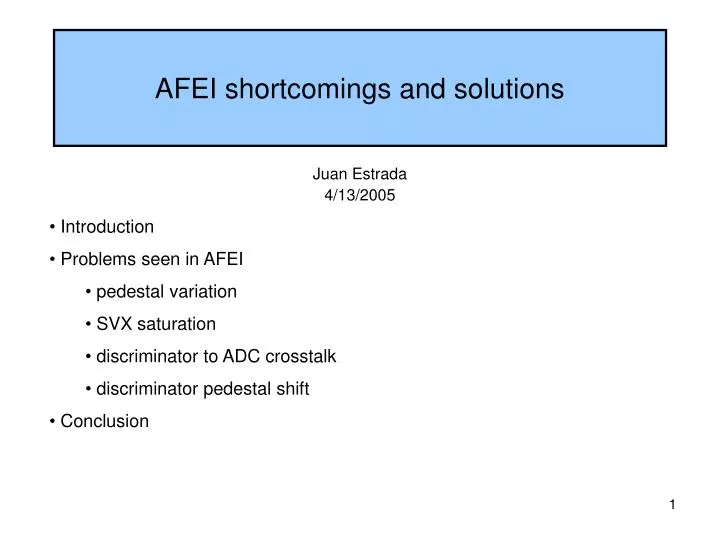 afei shortcomings and solutions