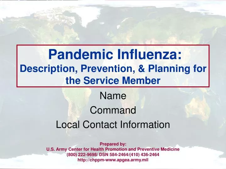 pandemic influenza description prevention planning for the service member