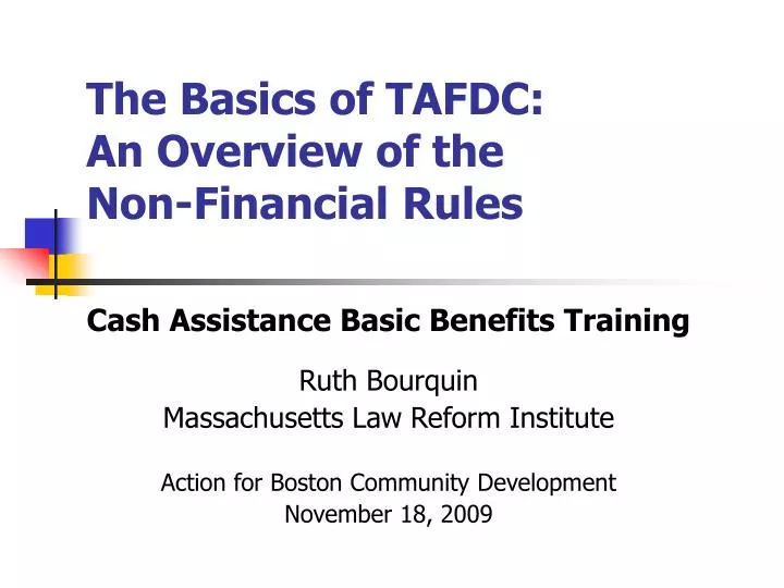 the basics of tafdc an overview of the non financial rules