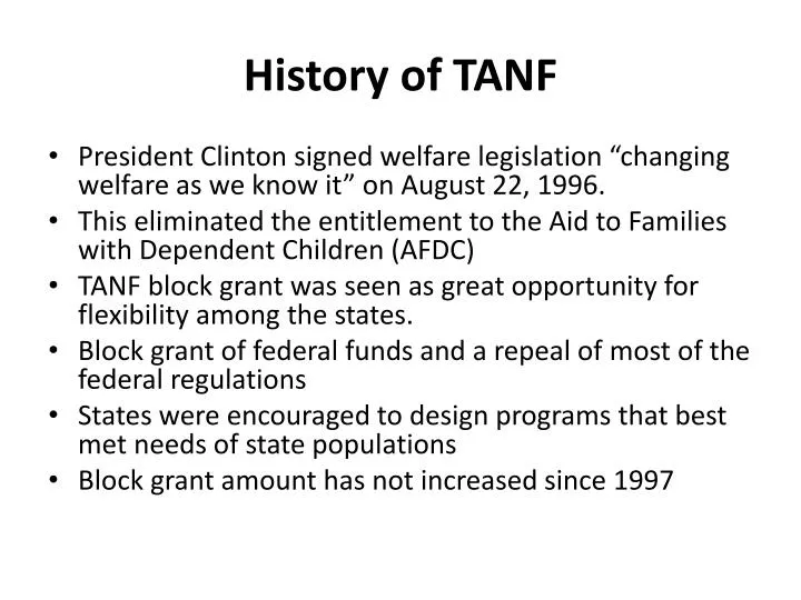 history of tanf