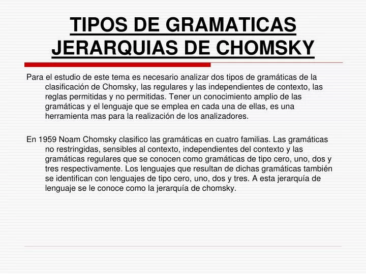 tipos de gramaticas jerarquias de chomsky