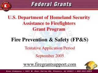 Fire Prevention &amp; Safety (FP&amp;S) Tentative Application Period September 2005