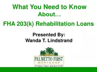 FHA 203(k) Rehabilitation Loans