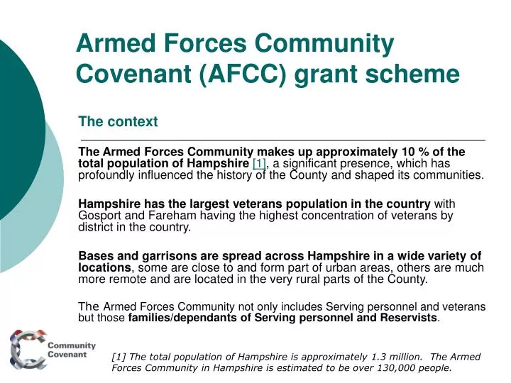 armed forces community covenant afcc grant scheme