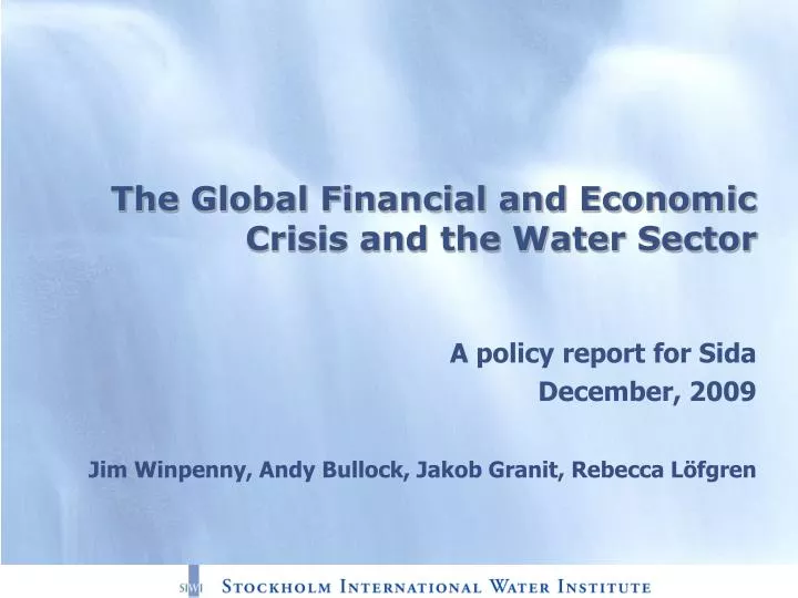 the global financial and economic crisis and the water sector
