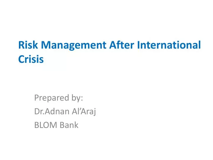 risk management after international crisis