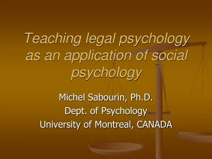 teaching legal psychology as an application of social psychology