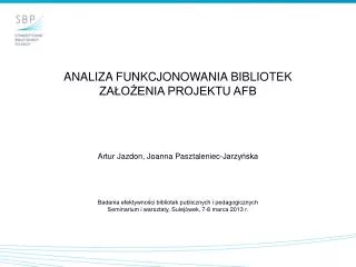 analiza funkcjonowania bibliotek za o enia projektu afb