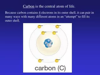 Carbon is the central atom of life.