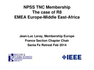 NPSS TNC Membership The case of R8 EMEA Europe-Middle East-Africa