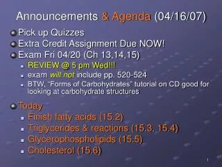 Announcements &amp; Agenda (04/16/07)