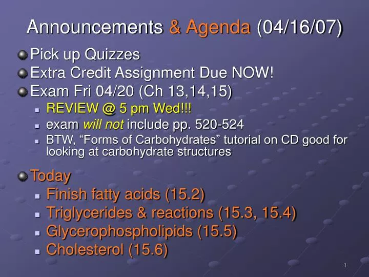 announcements agenda 04 16 07