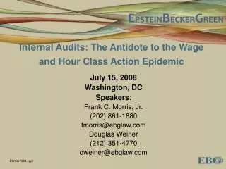 Internal Audits: The Antidote to the Wage and Hour Class Action Epidemic