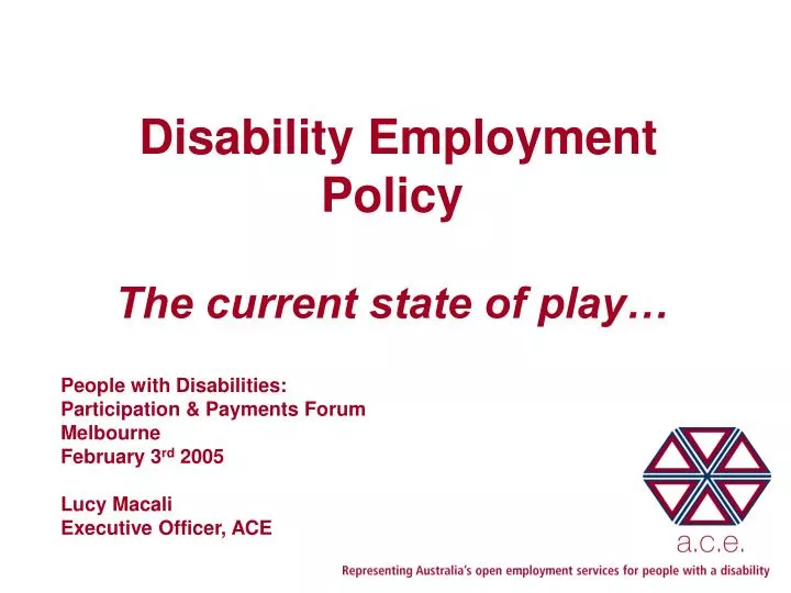 disability employment policy the current state of play