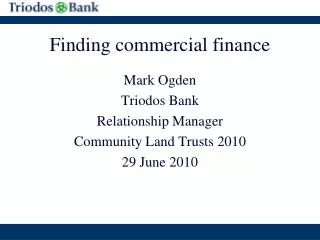 Finding commercial finance