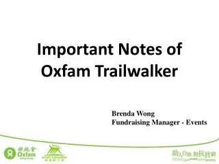 Important Notes of Oxfam Trailwalker