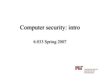 Computer security: intro