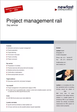 Project management rail