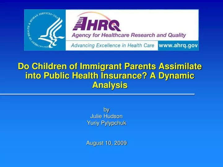 do children of immigrant parents assimilate into public health insurance a dynamic analysis