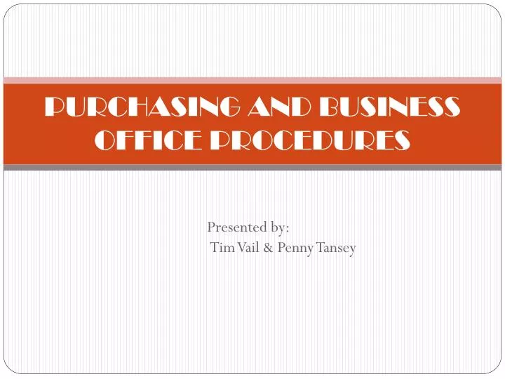 purchasing and business office procedures