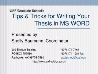 Tips &amp; Tricks for Writing Your Thesis in MS WORD