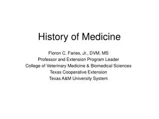 History of Medicine