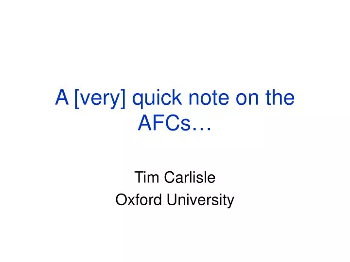 a very quick note on the afcs