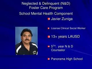Neglected &amp; Delinquent (N&amp;D) Foster Care Program School Mental Health Component